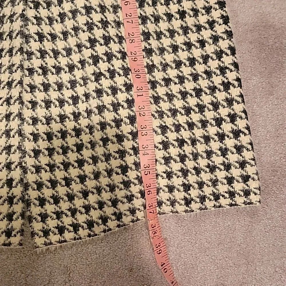 Max Studio long houndstooth fuzzy coat sweater sz L - Picture 5 of 12
